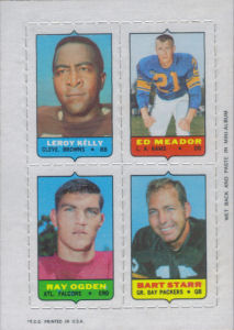 1969 Leroy Kelly Topps Four-in-One football card