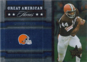 2005 Leroy Kelly Donruss Leaf Great American Heroes BLUE #GAH18 football card - Serial no. 185/250