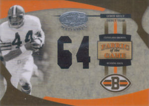 2005 Leroy Kelly Donruss Leaf Certified Materials Fabric of the game DEBUT YEAR #FG-49 football card - Serial no. 38/64