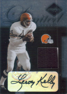 2005 Leroy Kelly Donruss Leaf Limited Threads Prime JERSEY/AUTOGRAPH #LT-70 football card - Serial no. 24/25
