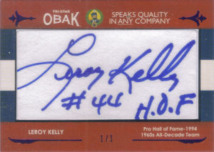 2011 Leroy Kelly Tristar Obak Cut Signatures Purple #38 football card - Serial no. 1/1