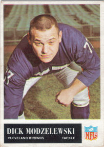 1965 Dick Modzelewski football card with 1964 Statistics