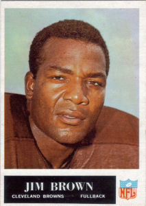 1965 Jim Brown football card with 1964 Statistics