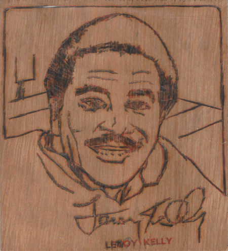 1971 Leroy Kelly Woodburning Plaque