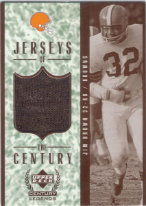 Jim Brown 1999 Upper Deck Game-Worn Jersey Century card