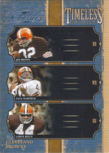 2005 Leroy Kelly Donruss Classics Timeless Triples Silver #TT-3 football card - Serial no. 111/500 2005 Leroy Kelly Donruss Classics Timeless Triples Silver #TT-3 football card - Serial no. 111/500