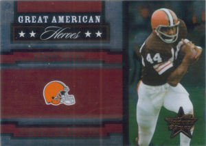 2005 Leroy Kelly Donruss Leaf Great American Heroes RED #GAH18 football card - Serial no. 0354/1250 2005 Leroy Kelly Donruss Leaf Great American Heroes RED #GAH18 football card - Serial no. 0354/1250