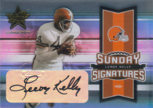 2005 Leroy Kelly Donruss Leaf Rookies and Stars Longevity Sundays Signatures Autograph #SS-30 football card - Serial no. 09/57 2005 Leroy Kelly Donruss Leaf Rookies and Stars Longevity Sundays Signatures Autograph #SS-30 football card - Serial no. 09/57