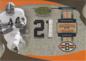2005 Leroy Kelly Donruss Leaf Certified Materials Fabric of the game 21st CENTURY #FG-49 football card - Serial no. 12/21 2005 Leroy Kelly Donruss Leaf Certified Materials Fabric of the game 21st CENTURY #FG-49 football card - Serial no. 12/21