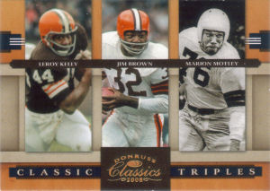 2008 Leroy Kelly Donruss Classics Classic Triples GOLD #CT-2 football card - Serial no. 018/100 2008 Leroy Kelly Donruss Classics Classic Triples GOLD #CT-2 football card - Serial no. 018/100