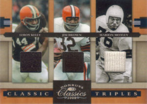 2008 Leroy Kelly Donruss Classics Classic Triples GAME-WORN JERSEYS #CT-2 football card - Serial no. 014/75